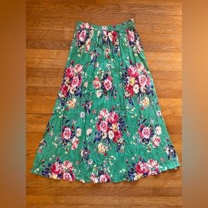 Green floral print Maeve by Anthropologie 100% Viscose summer spring skirt M